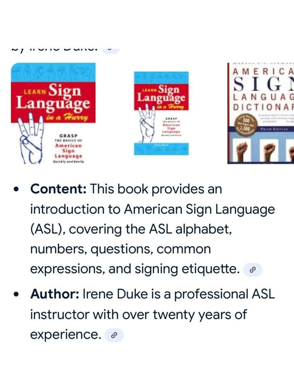 Learn Sign Language in a Hurry Book by Irene Duke - Picture 5 of 5
